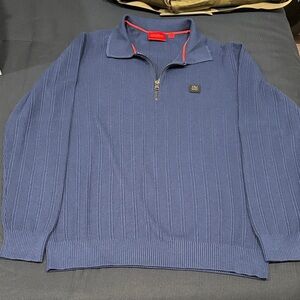 Hugo red label Men's Blue Half-Zip Sweater